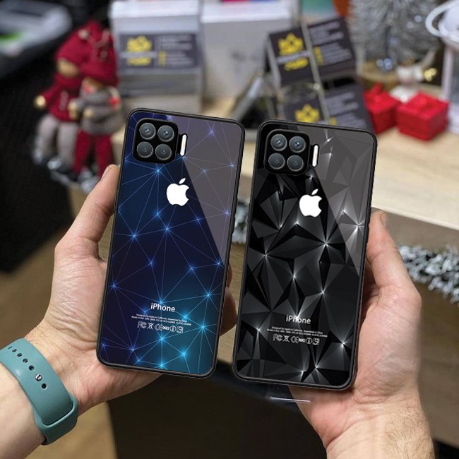 Oppo Reno 4F #AA3 -Premium Glass Case plus Camera Cover - Tempered Glass Case Custom Logo Iphone