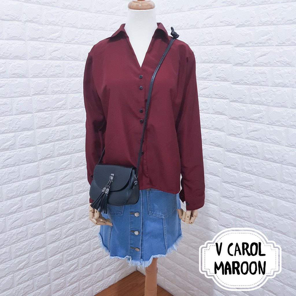 KEMEJA CAROL/ V CAROL/KEMEJA WANITA/BAHAN CREPE TEBAL-3