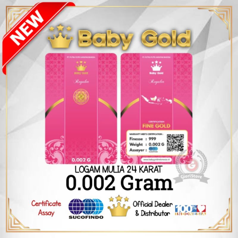 BABYGOLD 0.005 Gram Logam Mulia Emas Mini 24 Karat Special PVC