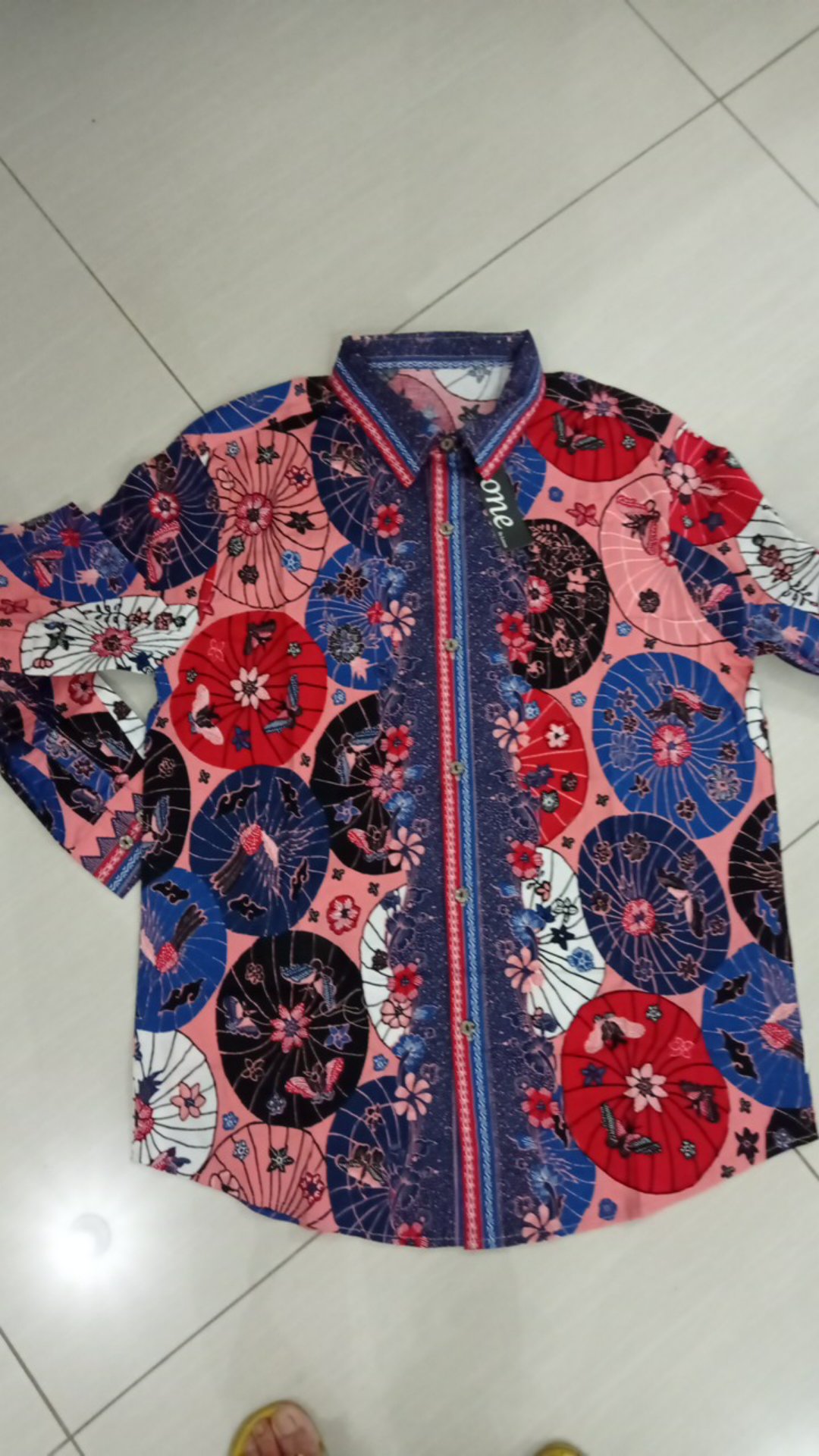 Kemeja Batik Pria Dewasa Lengan Pendek Warna Merah Edisi Imlek Natal, 113 Awi# Bahan Katun Stretch