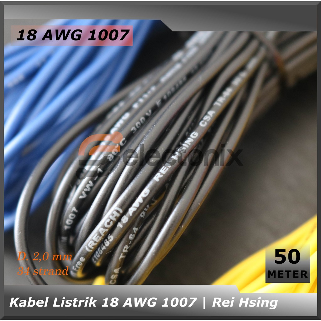 Kabel Listrik 18 AWG | ReiHsing UL1007 [50m]