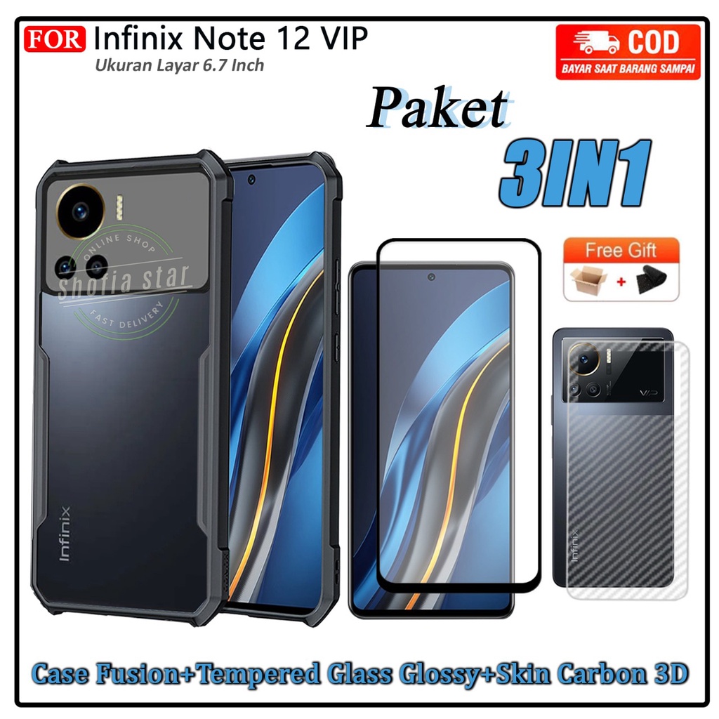 3IN1 Case Infinix Note 12 VIP Softcase Shockproof Transparan Casing