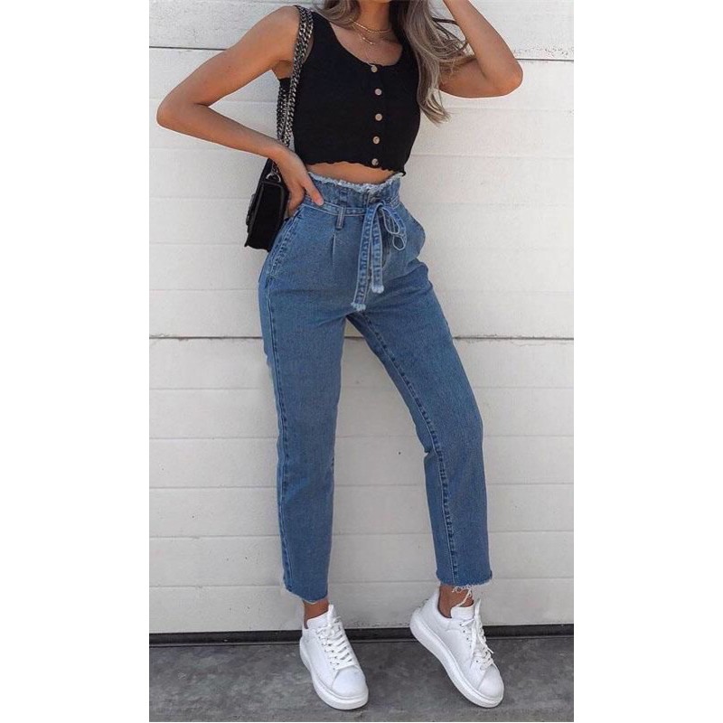 Sevins - Hw celana boyfriend jeans fringe tali 728