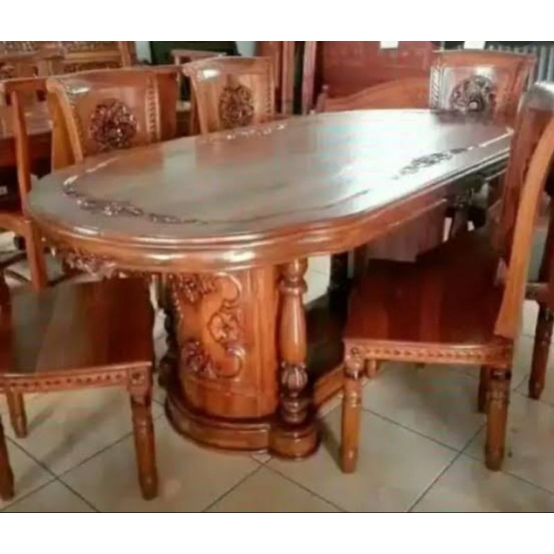 Meja makan 6 kursi