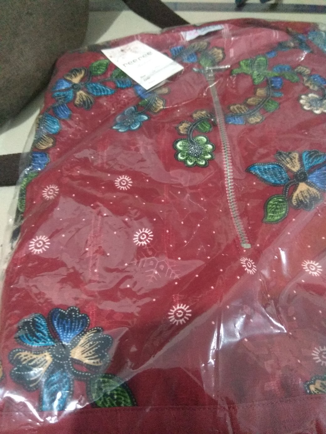 Gamis Batik Merah  4xl Ld 130cm Big Size