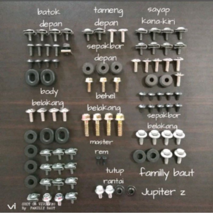 baut lengkap Jupiter z burhan.baut full set lengkap baut karet ring bo