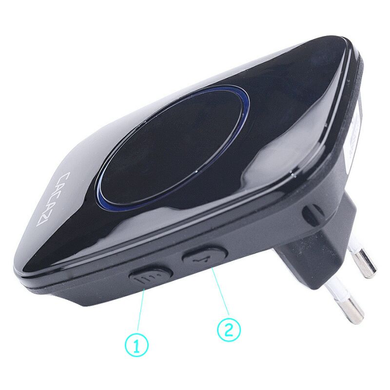 TaffWare Bel Pintu Wireless Remote Doorbell LED 38 Tunes 2 Pcs Receiver A10-2 - Black