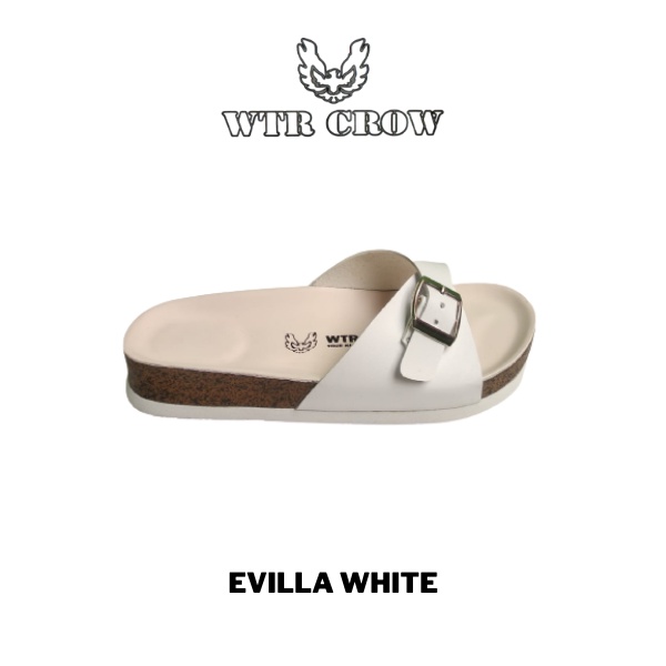 Sandal Selop Wanita Kekinian, Sandal Slide Wanita Santai, Sandal Wanita Slide Slip on, Putih, EVILLA