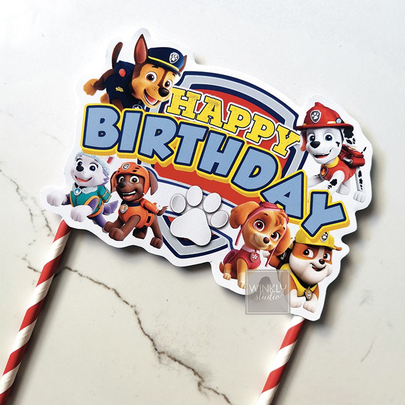 READY Big Cake Topper Paw Patrol Topper Kue Tart Chase Marshall Rubble / Hiasan Kue Ulang Tahun PAW