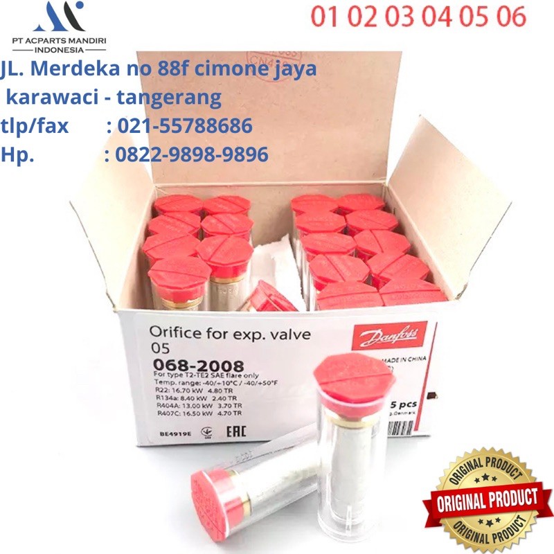 DANFOOSS ORIEFICE refrigerant expansion valve 00,01,02,03,04,05,06