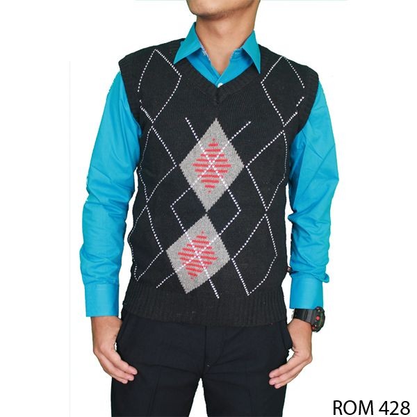 Baju Rompi Pria Rajut Hitam – ROM 428