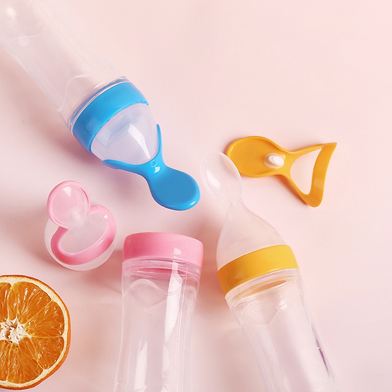 Silicone Sendok Makan Bayi/Tempat makan bayi silicon/90ml Sendok Silikon Bayi/Botol sendok makan bayi silicon (B50)