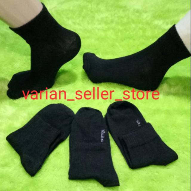 kaos kaki anak sekolah smp sma putih hitam pendek mata kaki polos bahan katun karet tebal sport ankle