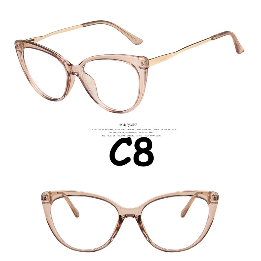 【Replaceable lenses】COD (AIMURUSI) Desain Merek Barat Retro Cat Eye Kacamata Bingkai Wanita/kacamata anti cahaya biru / sinar-C8