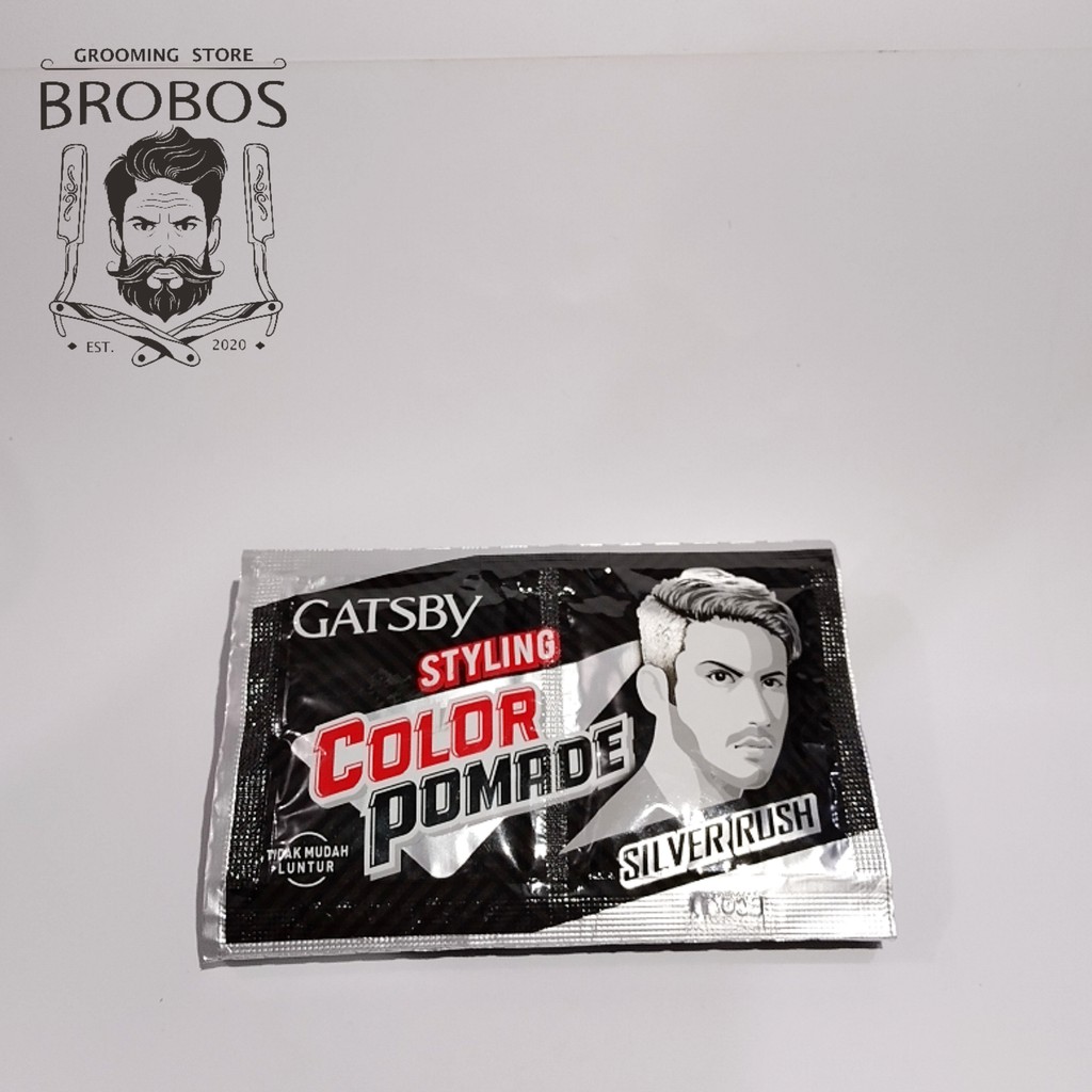 Gatsby styling color pomade silver rush -by brobos grooming