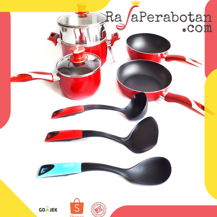 SUPRA Panci 10 Pcs Set Zaman Now (Teflon Terbaik) Anti Lengket Asli