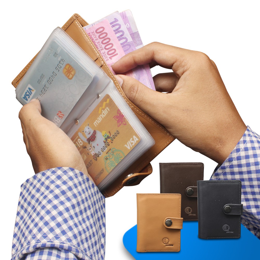 DOMPET KARTU MINI KULIT SAPI ASLI ADA SLOT UANG WALLET CARD BAHAN KULIT