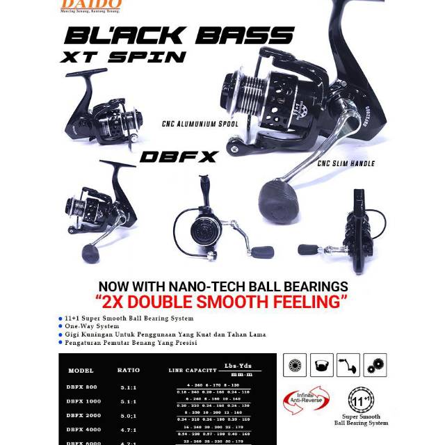 Reel bagus murah daido black bass xt spin