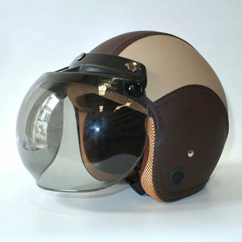 Helm Bogo Kulit Coklat cappucino