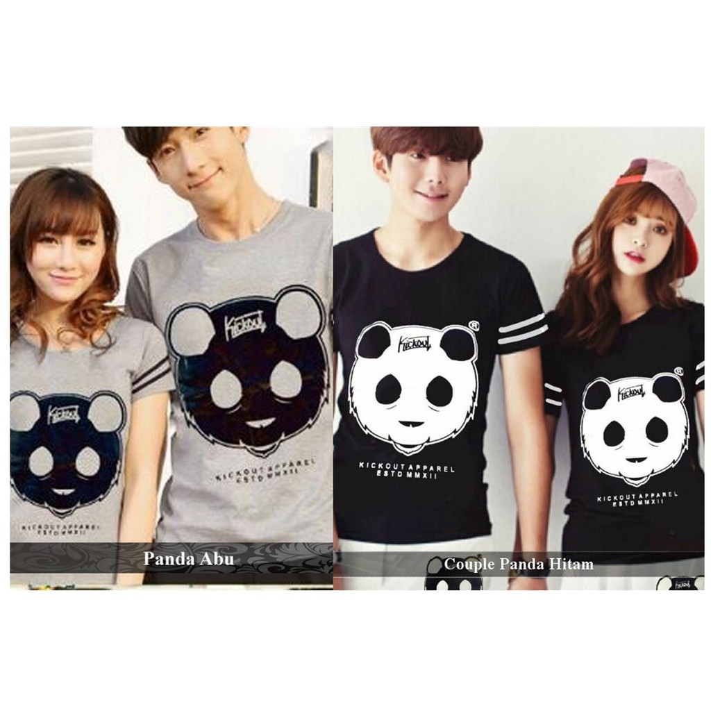 Kaos Couple Keren Baju Couple Pasangan Kekinian Couple Trendy Termurah Kaos Couple Panda Hitam