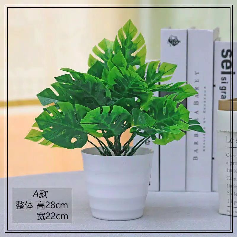 JY TANAMAN HIAS PLASTIK POT BUNGA ARTIFICIAL DAUN RAMBAT DEKORASI MONSTERA KERING/DAUN PALEM