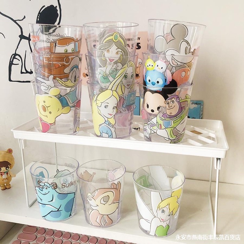 Gelas Cup Plastik Disney Mickey Princess Snow White Ariel Rapunzel Cars Toy Story Pooh Monster Inc Donald Daisy