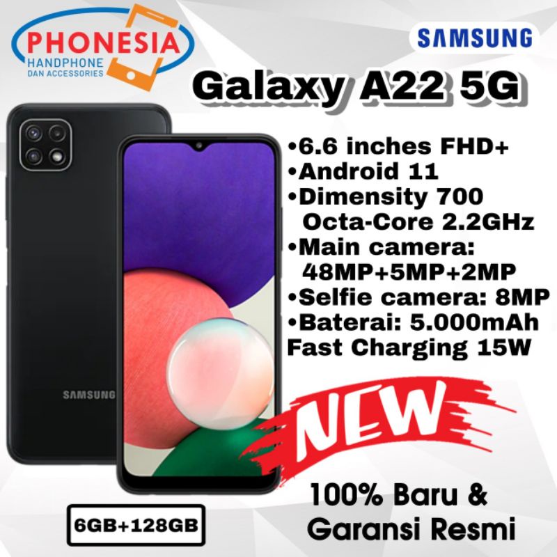 hp samsung a22 5G dan 4G 6 128gb garansi resmi sein 1tahun
