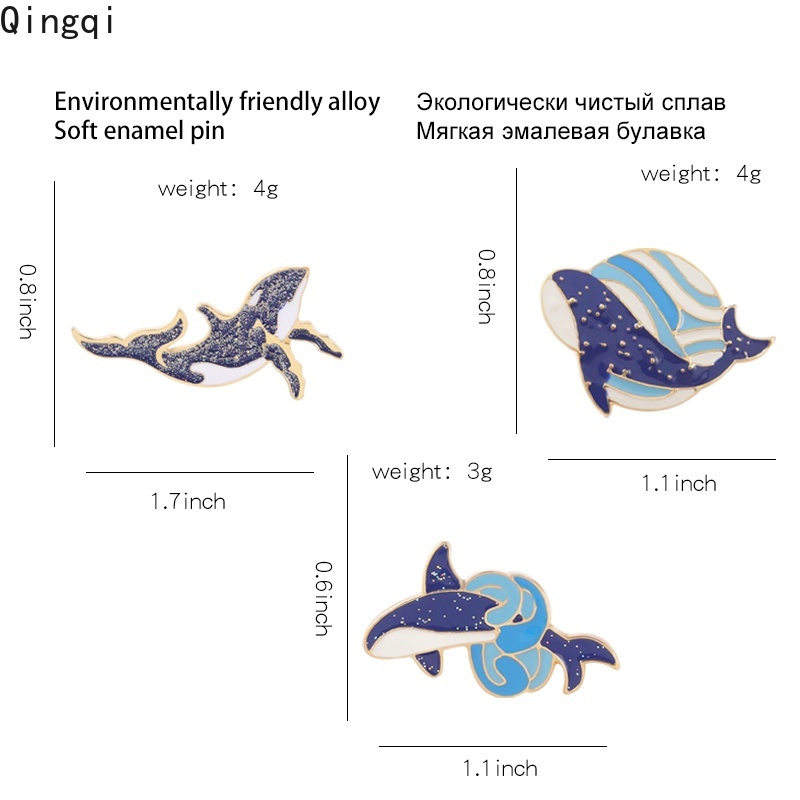 Bros Pin Enamel Desain Kartun Hewan Paus Berenang Untuk Aksesoris Tas Ransel