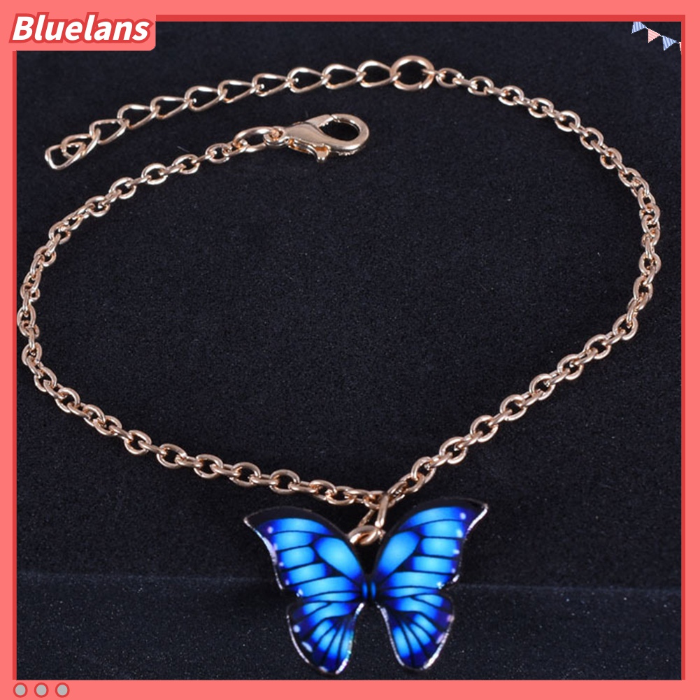 Gelang Kaki Liontin Butterfly Warna-Warni Bahan Alloy Untuk Wanita