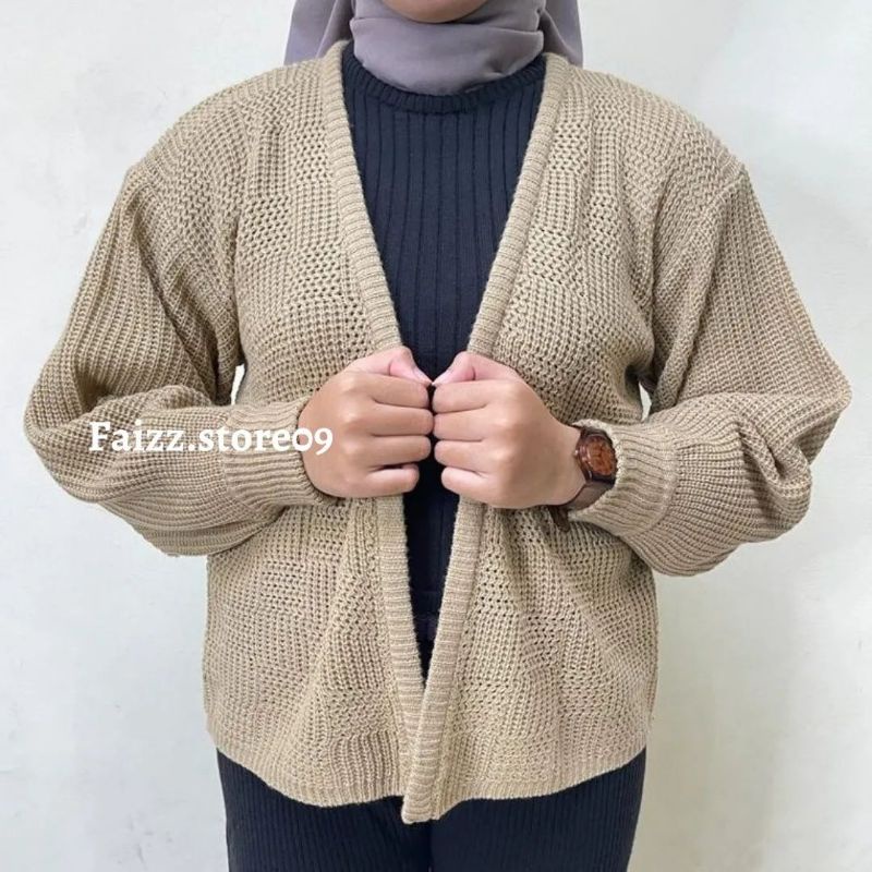 Cardigan Rajut OVERSIZE CROP CORAK KOTAK/Cardigan Rajut Wanita Tebal PREMIUM STORE09 MURAH