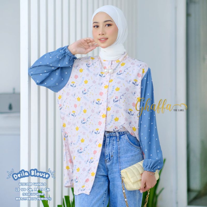 DEILA BLOUSE BY GHAFFA THE LABEL (BLOUSE MOTIF MUSLIMAH) Blouse Oversize wanita modern rekomended