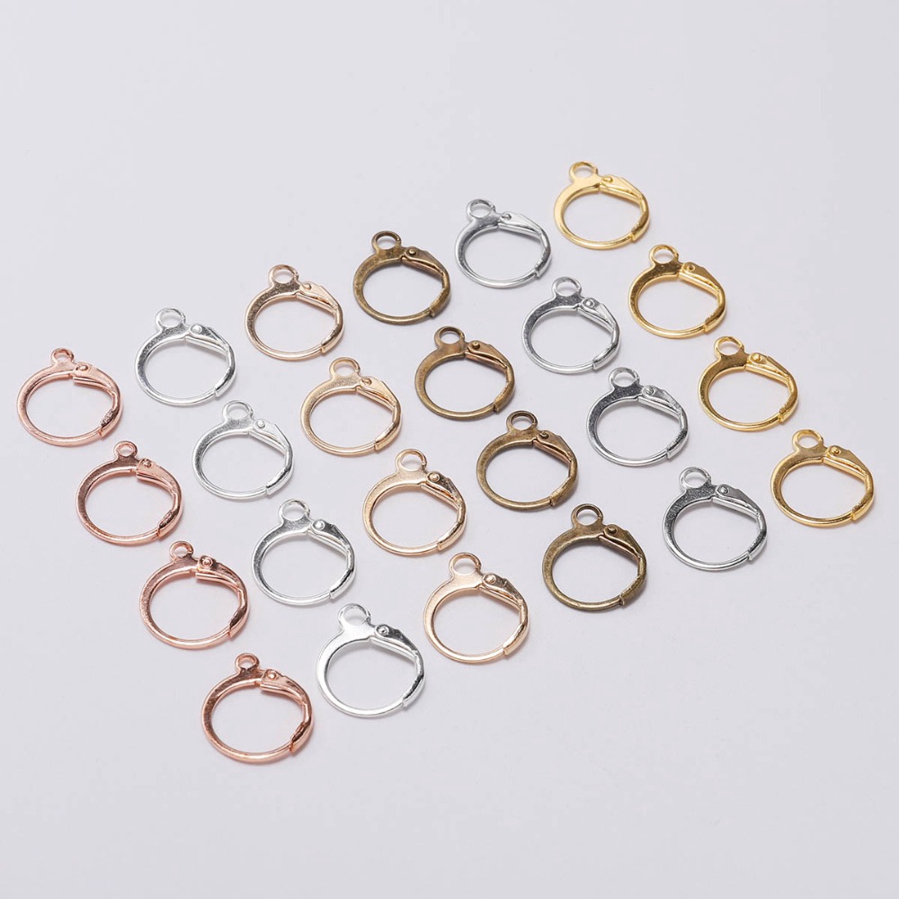 20pcs / Lot Kait Anting Hoops Ukuran 14x12mm Warna Silver Gold Bronze Untuk Membuat Perhiasan