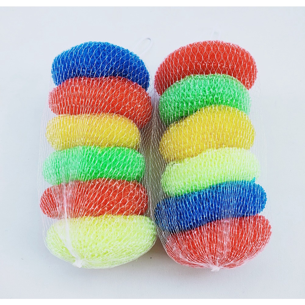 Spons Sabut Donat Plastik Cuci Piring Scourer 1 pak isi 6 pcs