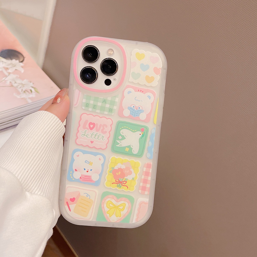 Soft Case TPU Transparan Motif Beruang Pink Untuk iPhone 11 7Plus 8Plus xr xs Max 13 12 Pro Max 12 xr xs 8p