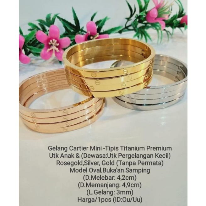 gelang C4rtier tanpa permata titanium anak ( harga 1 pcs)