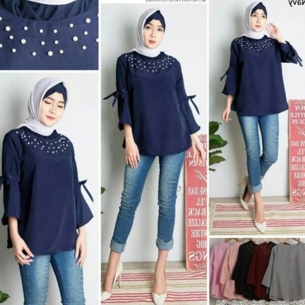 [12.12] Rx Fashion Pearly top bahan twiscone fit L 1R