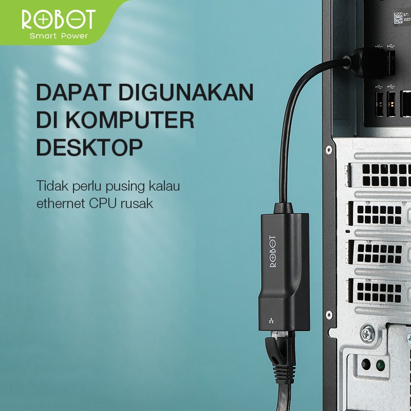 ROBOT EA10 USB Ethernet Adapter USB 2.0 to 10/100 Network RJ45 LAN Black -ORI Garansi Resmi 1 Tahun