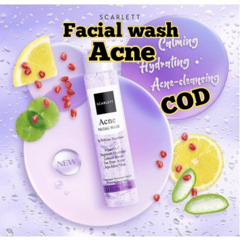 ACNE FACIAL WASH ACNE SCARLETT WHITENING ORIGINAL 100% AMPUH BODY LOTION SCARLET SECARLET SCARLLET S