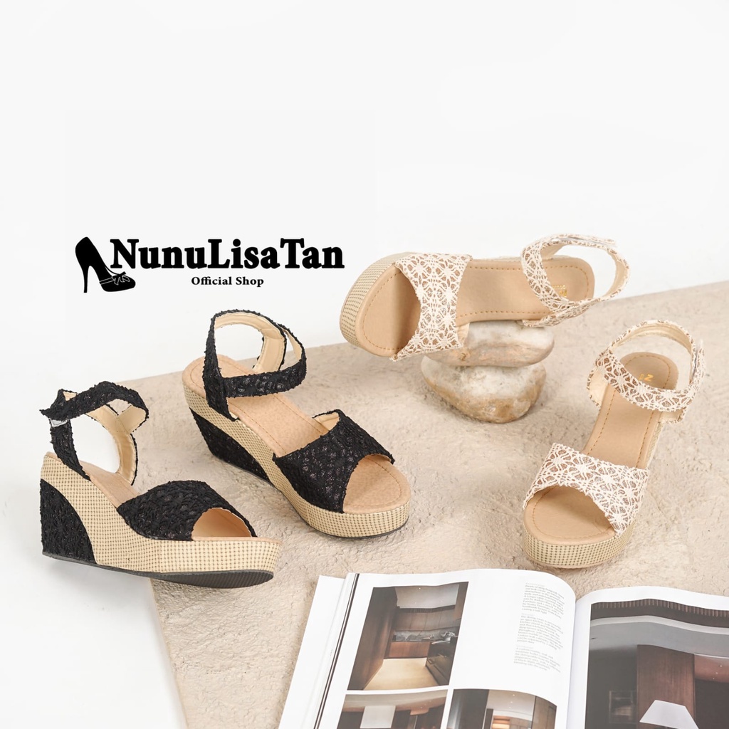 NunuLisaTan Baru Sandal WEDGES BRUKAT TALI