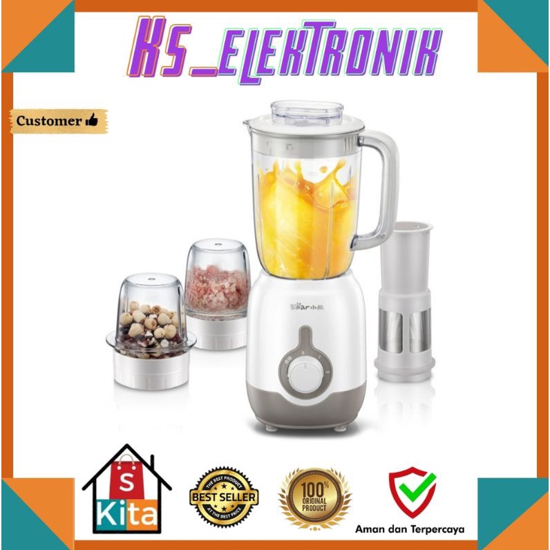 Bear BLENDER 1,2 Liter putih blender Serbaguna blender dengan Chopper