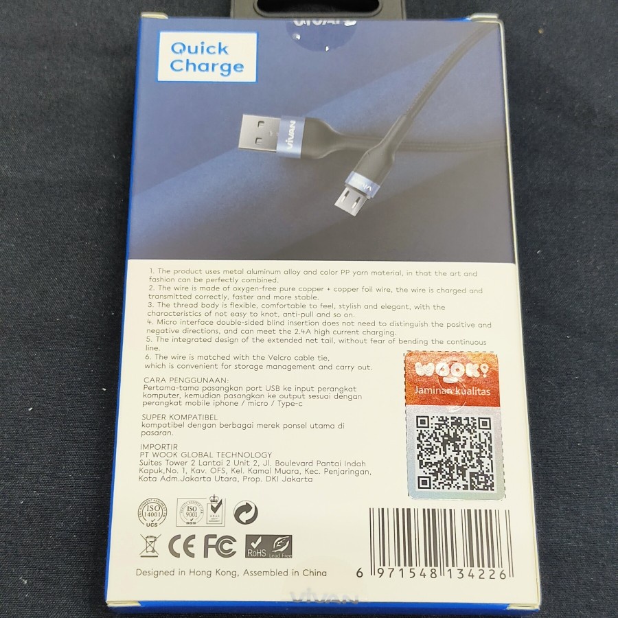 Vivan Kabel Data Micro USB 2,4A VIVAN VXM100 Strong Aluminium Alloy