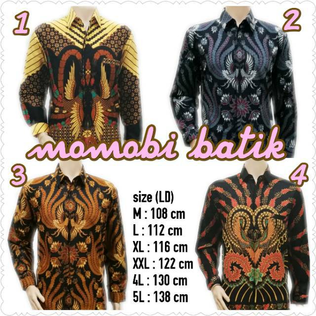 BAJU BATIK PRIA LENGAN PANJANG BURUNG KUNING