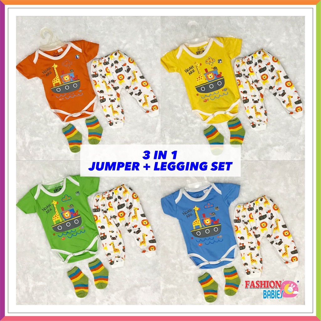 ❤ Fashionbabies ❤ SET JUMPER LEGGING KAOSKAKI 3IN1 / SET NEWBORN / BABY GIFTSET / LITTLE GENTLEMEN