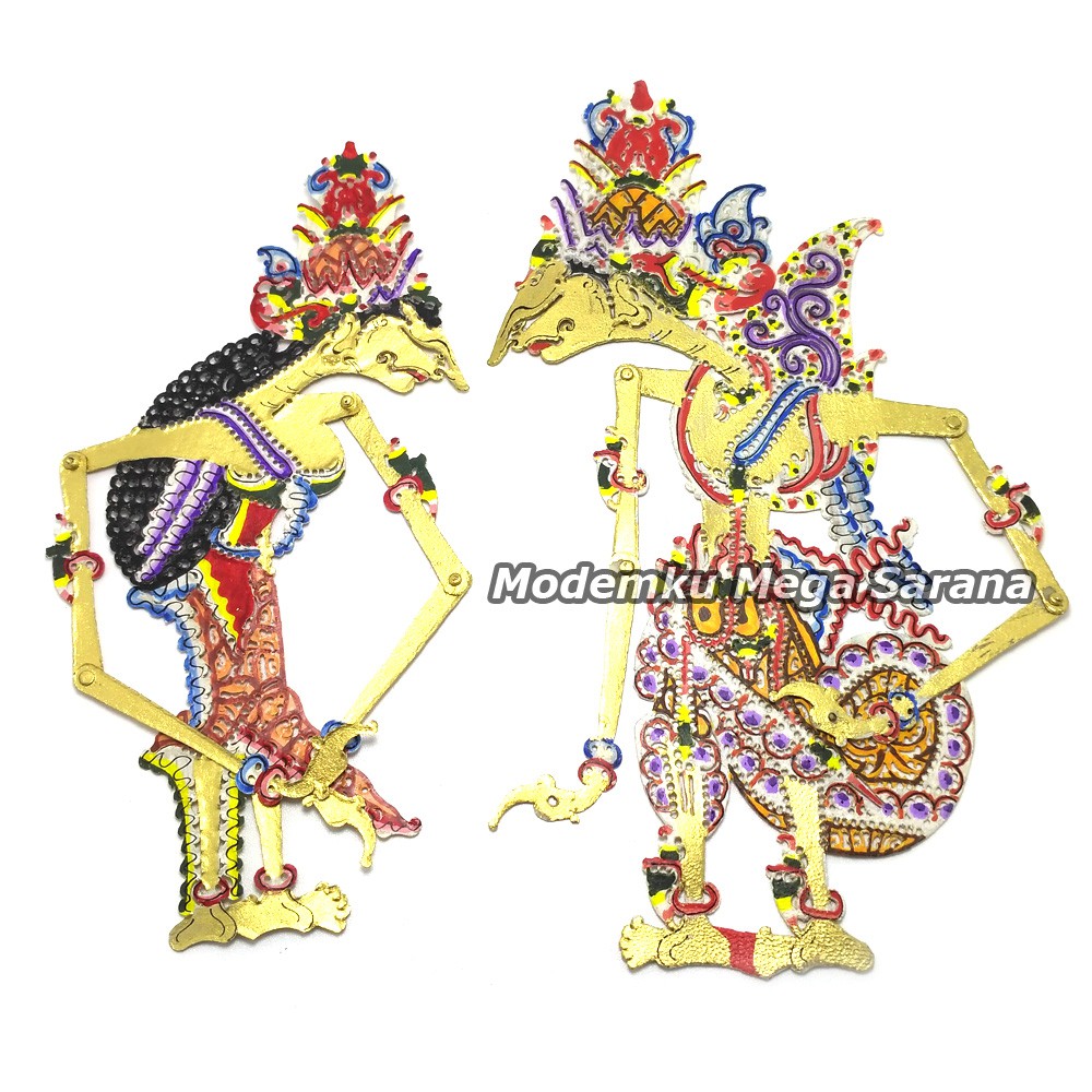 Wayang Kulit Mini Super Halus 20 Cm Tanpa Gagang - Rama Shinta Mahar - Motif Original