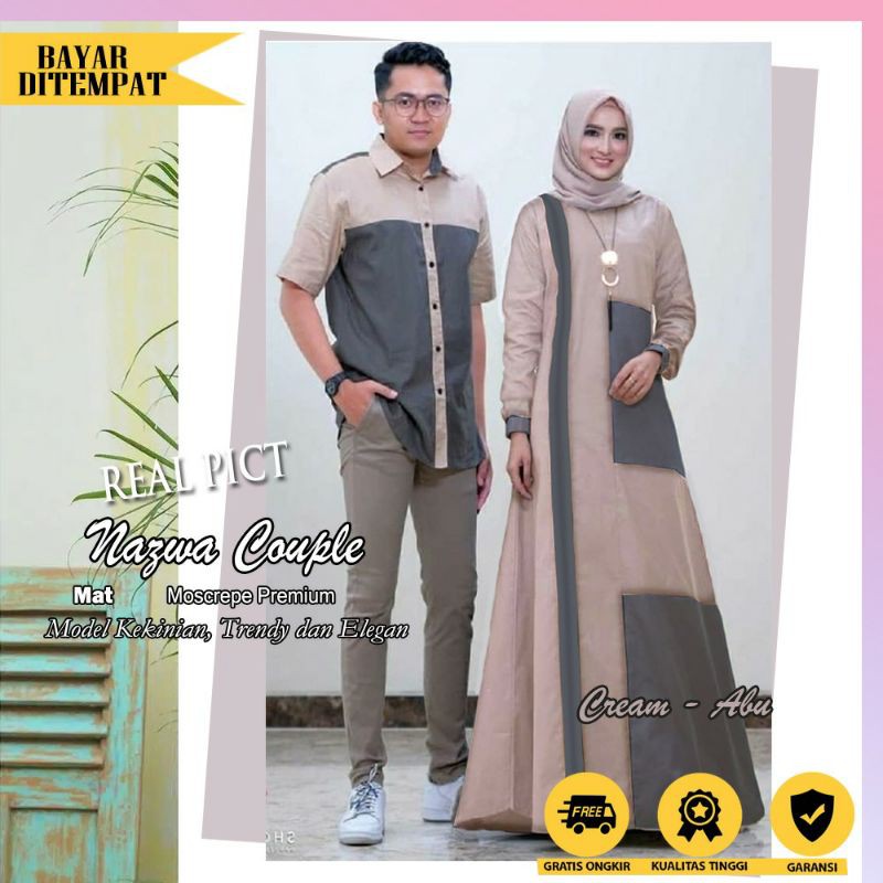 Gamis  Couple  Terbaru 2022 Remaja Pesta Kondangan Formal   Gamis  Couple  Terbaru 2022 Remaja Pesta Kondangan Formal