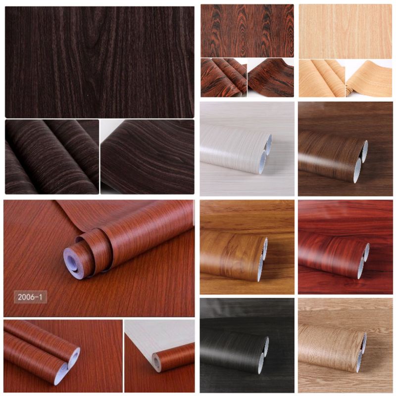 Wallpaler Dinding Serat Kayu Coklat Sticker Dinding Sangat Cocok Buat Dekorasi Meja Pintu Lemari Rak