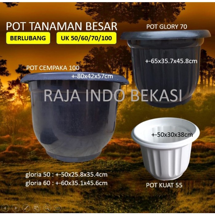 POT Tanaman Besar Jumbo 50 55 60 70 100 cm Pot Bunga Besar Hitam Putih