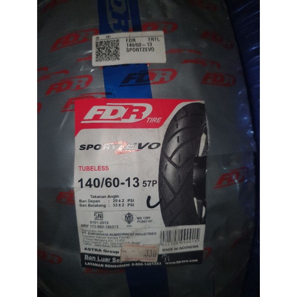 Ban FDR 140/60 -13 Tubeless Belakang NMAX SportZevo