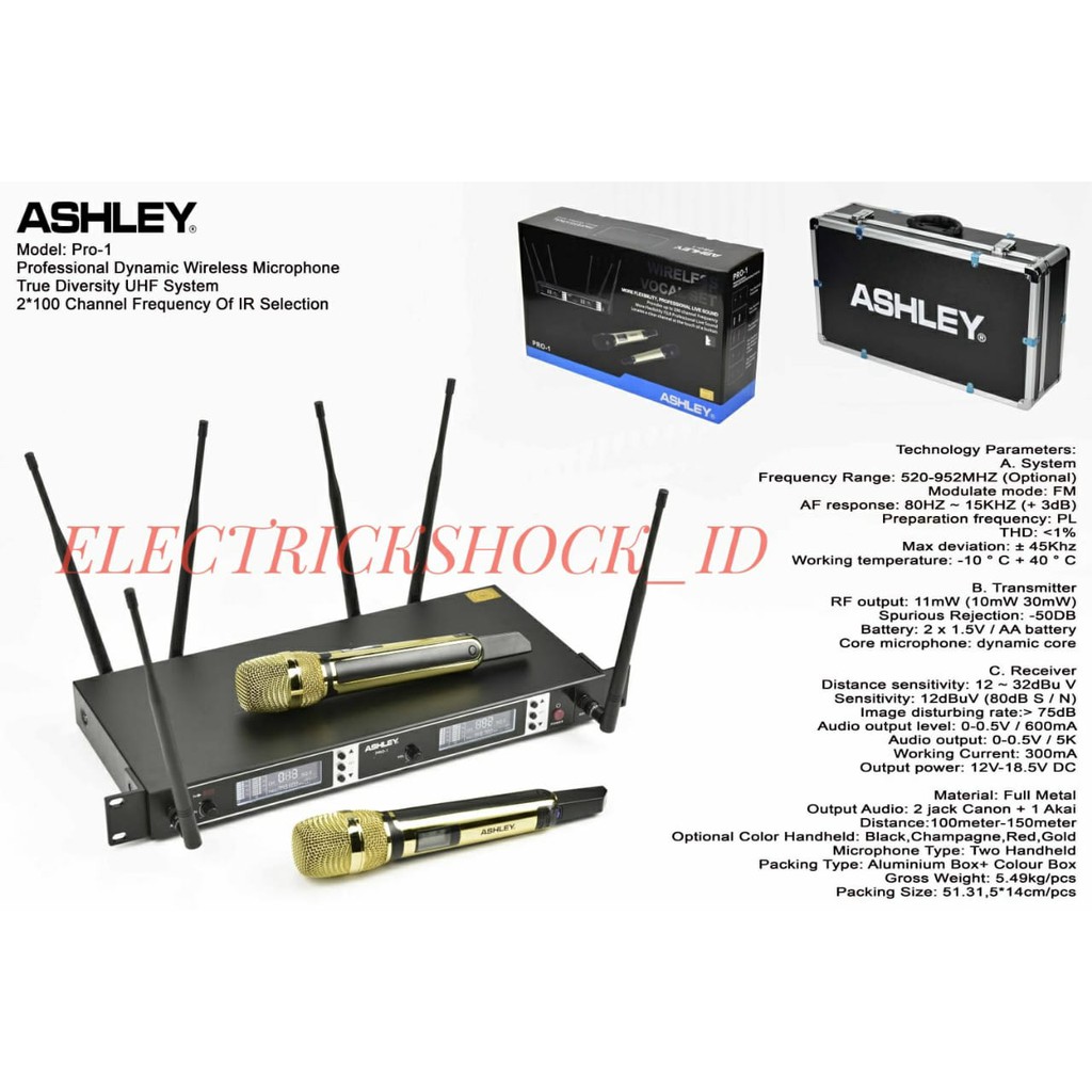 MIC WIRELESS ASHLEY PRO 1 PEGANG MICROPHONE ASHLEY PRO1 ORIGINAL KOPER