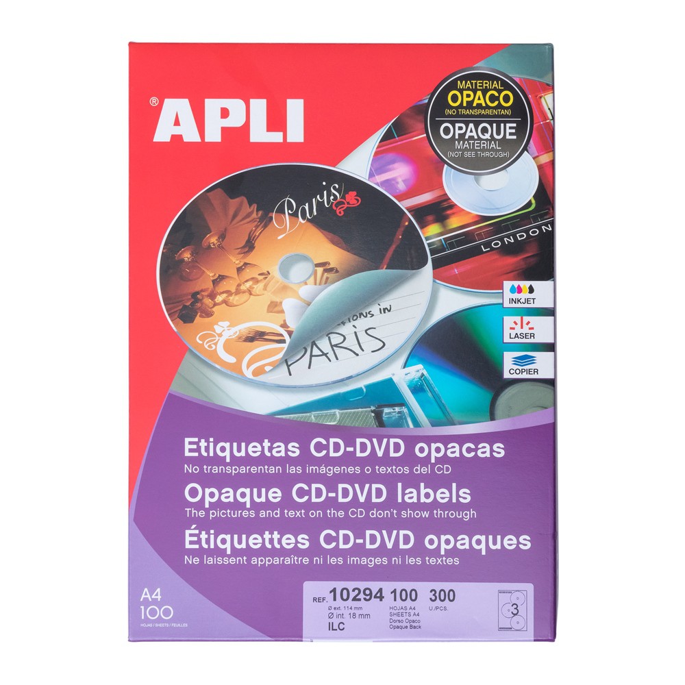 

[Zada] APLI Label Permanent Opaque Mega CD/DVD 300 unit 10294